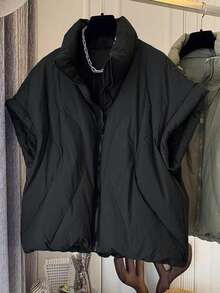 Women Quilted Vest Sleeveless Zip Up Jackets Outerwear Winter Style Lightweight Coat - Black - View 1