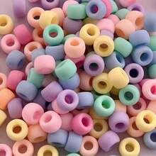 100pcs Assorted Matte Large Hole Pony Beads For Braiding (Random Colors) - Multicolor - View 2