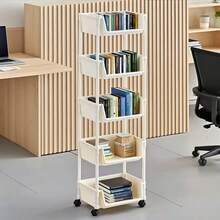 1 Piece 3/5 Layer Practical Roller Plastic Storage Cart, Wheeled Cart, Storage Rack, Sundries Snacks Books, White/Macaron Color Bathroom Storage Practical Cart, Suitable For Kitchen Living Room, Office, Kitchen, Bathroom Storage Box And Storage Rack, Halloween/Christmas Gift - White 3 Layers - View 9