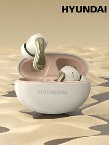 HYUNDAI 现代 HY-Y01 蓝牙耳机，半入耳式，高清环绕音质，灵敏麦克风，语音通话，LED 电量显示，音乐、运动、游戏，低延迟，长电池寿命，佩戴舒适，无线耳塞兼容智能手机和电脑 - 米色 - 查看 12
