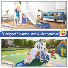 LILIIN 5-In-1 Children's Slide For Toddlers From 1 Year, Indoor And Outdoor, Freestanding Slide Made Of HDPE & PP, With Climbing Ladder, Storage Space, Basketball Hoop And Play Telescope, Up To 50 Kg - Blue and White - View 8