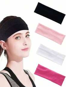 1/3/4 قطعة عصابة رأس للنساء للرياضة والاستخدام اليومي والمنزلي، لون أحادي، اكسسوارات شعر عصرية، إكسسوارات خريفية وشتوية للإجازات والأزياء النسائية