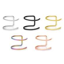 5入組女士假穿孔鼻環唇環耳環不銹鋼非穿刺鼻夾身體鏈 - 彩色 - 查看 5