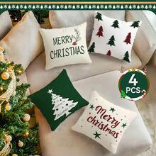 4pcs Simple Christmas 4-Piece Set, Single-Sided Printed Throw Pillow Cover 45*45cm - Multicolor - View 5
