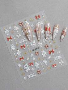 3/6/12/24 张圣诞美甲贴纸，5D 自粘圣诞指甲贴花，带雪花、圣诞树、圣诞帽、拐杖糖、礼物和铃铛图案，冬季节日派对美甲装饰用品