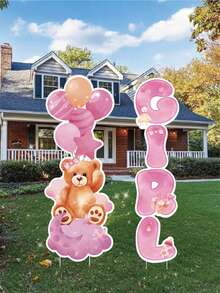 Gender Reveal Decorations 2 Sets Gender Reveal Yard Signs With Stakes - Classic Plastic Outdoor Decorations, Blue & Pink Bear/Elephant Designs, "He" & "She" Balloons, Perfect For Boy Or Girl Newborn Welcome Party, Gender Reveal Party Supplies | Classic Style Decor | Easy Setup Decorations - Multicolor - View 15