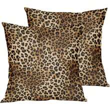 2/4pcs Leopard Print Pillow Covers, Soft Cheetah Pattern Pillow Shams, Decorative Throw Pillow Cases For Home Sofa, Bed, Couch, Single-Sided, Inserts Not Included - Coffee Brown - View 7