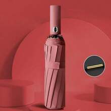 24-Rib Fully Automatic Umbrella, Rainproof And Sunproof Solid Color Folding Umbrella