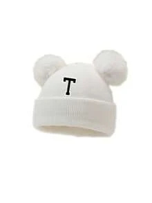 1 chiếc mũ len trẻ sơ sinh cá nhân hóa, mũ len 26 chữ cái cho trẻ mới biết đi và trẻ em, mũ len thủ công cho bé gái, phù hợp cho bé từ 0-3 tuổi đội hàng ngày. - trắng - Xem 7
