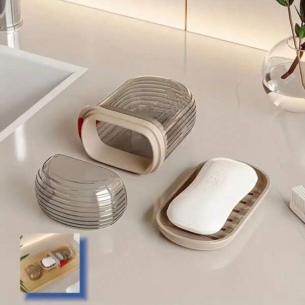 1pc Portable Soap Box With Cover, Waterproof Design, Durable Material, Suitable For Travel And Outdoor Activities - Mini Soap Container For Camping, Hiking, Outdoor Personal Care And Hygiene