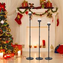 3pcs Adjustable Metal Floor Candle Holder,Black Gothic Candle Holder For Wedding Party Home Candles Holder For Ceremony Fireplace Mantel Decor,Mother's Day Decorations - 黑 - 查看 1