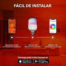 Tecnolite Connect - Foco Inteligente Luz LED RGB Atenuable 20 W, Control App Connect, Compatible con Alexa, WiFi y Bluetooth, Casa Inteligente, Ahorro de Energía, Iluminación Interior y Exterior - 1 - Ver 3