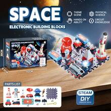电子积木物理电路组装科学实验益智玩具 / 多件套拼图科学教育 / 红绿灯 + 行星灯 + 电路迷宫 + 铃声 + 警示灯 + 风扇旋转 + 声控录音，适合男孩和女孩作为完美的礼物