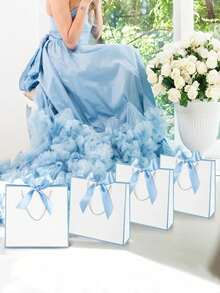 10 قطعة/5 قطع/1 قطعة - أكياس هدايا من الورق الكرافت بطراز المناظر الطبيعية، أكياس تسوق، أكياس تغليف مع مقابض، حقائب مزينة بفيونكة، حلوى أو حيلة، عيد الهالوين، أكياس ورقية بسعة كبيرة باللون الأبيض، عيد الهالوين، ، عيد الميلاد، رأس السنة، حفل زفاف، هدايا عيد الميلاد