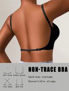 1pc Women's Sexy Backless Strapless Bra - Seamless Non-Transparent Cups, Adjustable Shoulder Straps, Thin Profile For Wedding, Formal, Evening Dresses - No Underwire Needed, Bridal Lingerie & Special Occasion Bras, Evening Wear Support, Modern Bra Design, Comfortable Fit Bra - 黑色 - 查看 2