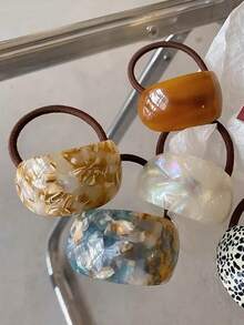 1pc/4pcs Women Elegant High Elasticity Curved Acetate Fiber Hair Scrunchies, Stylish Hair Ties For Ponytail, Suitable For Daily Wear, Casual, Party, Face Washing, Makeup, And Gift Giving ,Gym Sport Outfit ,Ponytail Holders ,Hair Elastics ,Hair Rubber Bands ,Hair Rope Hair Accessories