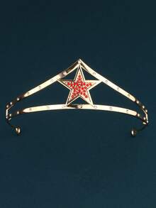 1 pieza Corona de aleación con estrella de cinco puntas al estilo europeo y americano, disponible en varios colores, para fiesta de cumpleaños de niñas, decoración de boda, fiesta de disfraces de Halloween, coronas, tiaras, guirnaldas para el cabello, diademas, accesorios para el cabello, novia, accesorios para el cabello para mujeres - A332-D10 - Ver 8