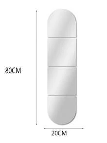 4 Peças Adesivos de Espelho de Parede Autoadesivos, Espelho Longo Acrílico Macio e Flexível para Quarto, Adequado para Decorar Lojas e Shoppings