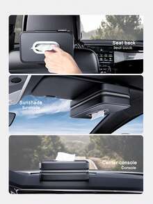 1 件装汽车纸巾盒，多功能皮革汽车纸巾架，带松紧带，随机织物标签 - 黑色 - 查看 7