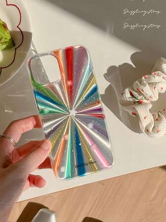 Luxury Star Laser Radiant Firework Rainbow Color Phone Case,Glitter Star Lens Protection Soft Cover Waterproof Shockproof Anti-Fall Scratch Resistant,Compatible With IPhone 15 Pro Max,15 Plus,16 Pro Max, 16 Plus,High-End Fashion Phone Case