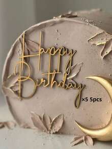 1件/3件/5件 Happy Birthday PMMA 蛋糕插牌，現代字母圖形蛋糕頂部裝飾，生日派對生日蛋糕裝飾禮物，蛋糕裝飾，蛋糕插飾，烘焙裝飾，烘焙用品，蛋糕用品，節日禮物 - 金色 - 查看 8