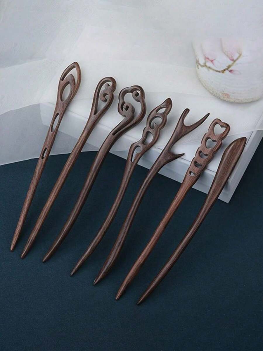 发夹，日式木制发髻筷子，休闲木制发夹，女士手工筷子，发髻制作配件，发髻延长器，发夹，美发配件，头部饰品 - 彩色 - 查看 1