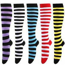 2 Pairs Striped Knee-High Socks, Cosplay Socks, Breathable Non-Slip, Suitable For Party Costumes