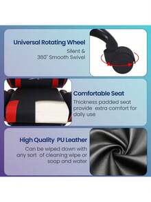 Ergonomic Racing Style Gaming Chair | Computer Desk Chair With Adjustable Lumbar Support | Breathable, Reclinable Design For Long Gaming/Work Hours - 紅色 - 查看 4