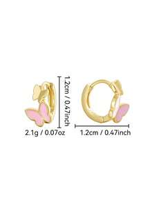 Artepollo 1 Pair 925 Sterling Silver Gold-Tone Oil Drop Heart Earrings For Women, Cubic Zirconia Studded Cute Earrings, Gold Jewelry Gift