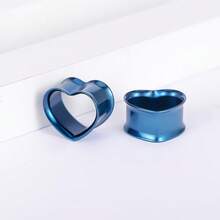 2 件热销不锈钢心形耳塞量规扩张器身体穿孔饰品女式耳环隧道拉伸器耳环