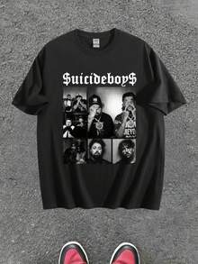Suicideboy Era Tour Graphics Print T-Shirts For Teen Shirt Tops Harajuku Hip Hop Rock Style T Shirts Unisex Fashion Regular Size Street T Shirt - Black - View 1
