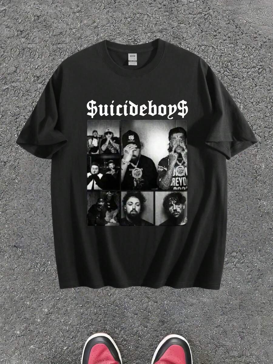 Suicideboy Era Tour Graphics Print T-Shirts For Teen Shirt Tops Harajuku Hip Hop Rock Style T Shirts Unisex Fashion Regular Size Street T Shirt - Black - View 1