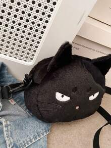 黑色猫咪斜挎包，新款可爱单肩包，趣味丑萌手机袋，适合女孩使用。 - 黑色 - 查看 10