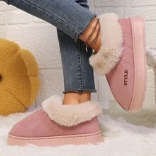 Damen Hausschuhe - Weiche und warme EVA-Sohle, dick gepolsterte Hausschuhe, mit Spitzendekor, einfarbige lässige Winterhausschuhe, geeignet für Haus und Outdoor, waschbar, bequeme Hausschuhe, Plüschfutter, rutschfeste Sohle, Hausschuhe, minimalistisches Design, bequemes Futter, Unisex-Schuhe, Paare-Schuhe, Damen Hausschuhe, Damen Hausschuhe, Damenschuhe