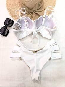 Simple Elegant Cute Fabric Cup Detail Holiday Beach - White - View 3