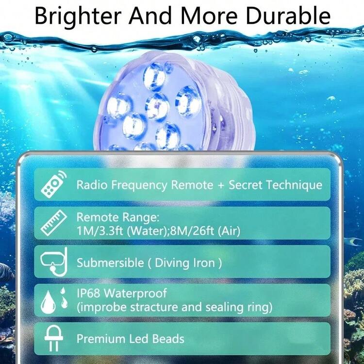 13leds RGB Led Submersible Light Underwater Night Lamp Battery Operated Garden Swimming Pool Light For Wedding Party Vase Bowl - 4PCS-13LED - 查看 3