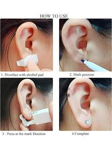 一次性耳洞枪套装，耳洞穿刺套装，自穿耳洞套装，金银耳环，防过敏不锈钢穿孔工具，家用 20G 人造珍珠耳钉和 2mm 3mm 4mm CZ 平背耳钉 - 彩色 - 查看 3