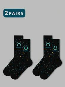 1/2/3 双女士十二生肖袜、白袜、黑袜、中筒袜、艺术袜、运动袜、时尚袜、女童袜、中筒袜、简约袜、休闲袜、适合日常穿着、秋季 - 彩色 - 查看 77