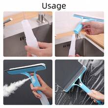 3 In 1 Window Cleaning Scraper, Window Squeegee, Easy To Clean Glass Scraper With Spray Bottle, Multi-Function Window Cleaning Tool, Fall Decor - White - View 4