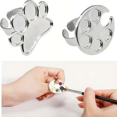 قالب فني للأظافر معدني جميل - التصميم الحلقي محمول وسهل الاستخدام، مثالي لخلط والمزاوجة بين الألوان والرسومات. مصنوع من المعدن، وهو الخيار المثالي لفن الأظافر التدرجي. قالب ألوان فن الأظافر سهل التفكيك.