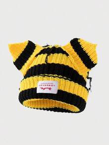 1pc Women's Fashionable Car Embroidered Ear Flap Knitted Hat, Suitable For Daily Wear And Travel In Autumn And Winter,School - D - Xem 6