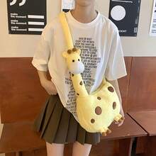 Giraffe Shaped Cartoon Plush Crossbody Bag, Large Capacity Shoulder Bag, Recommended Birthday Gift - Yellow - View 4