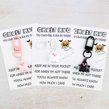 1/3pcs Set Cute Ghost Keychain Set With Halloween Greeting Card, Suitable For Bag Decoration, Halloween Atmosphere Gift, Party Gift, Fun Gift - Multicolor - View 7