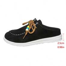 Preppy Style Lace-Up Beaded Criss-Cross Tie Flat Loafers For Women, Vintage Casual Slip-On Shoes, Versatile For Autumn