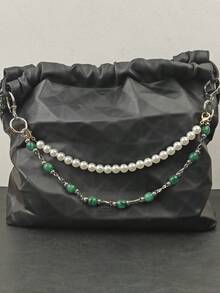 Jadeite Imitates Emerald Green Pearl Short Pants Chain Double-Layer Atmosphere Pocket Chain Fashionable Men And Women Multi Functional Luxury Accessories
