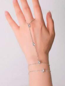 Women's Rhinestone Bracelet, Multiple Simple Finger Bracelets, Luxurious Fashion Versatile Accessories, Suitable For Various Styles Of Festival Performances, Jewelry Gifts - Rhinestone Gold - View 5