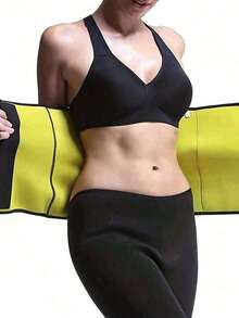 1pc Women's Sports Waist Trainer Belt, Waist Cincher, Sauna Belt, Sports Compression Bra, Abdominal Fitness Equipment, Abdominal Fat Burner Hook And Loop Belt - Black - View 2