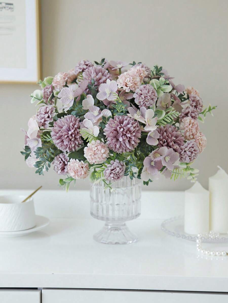 1/3PCS Romantic Silk Roses & Hydrangea& Peony Bouquet Artificial Flowers Centerpieces Plastic Flowers Handheld Flower Outdoor Decoration Arrangement For Wedding/Home/Bedroom/Living Room/Table Decoration/Bride's Bouquet/Mother's Day