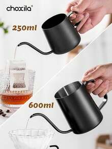 choxila 1pc Black Stainless Steel Coffee Pot, Pour-Over Coffee-Specific Kettle, Espresso Tool, Teapot, Water Kettle, 350ml/12oz & 600ml/20oz, Suitable For Daily Use, Saudi National Day Gifts, Courtyards And Coffee Shops - Coffee Maker - View 9