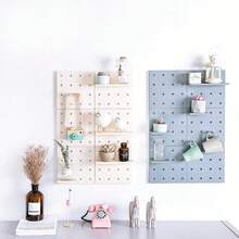 1pc/2pcs/4pcs Perforated Panel Wall Mounted Storage Rack, With Double-Sided Adhesive, Cute & Elegant Design, Suitable For Dorm, Simple Desktop Decor And Storage Organizer
